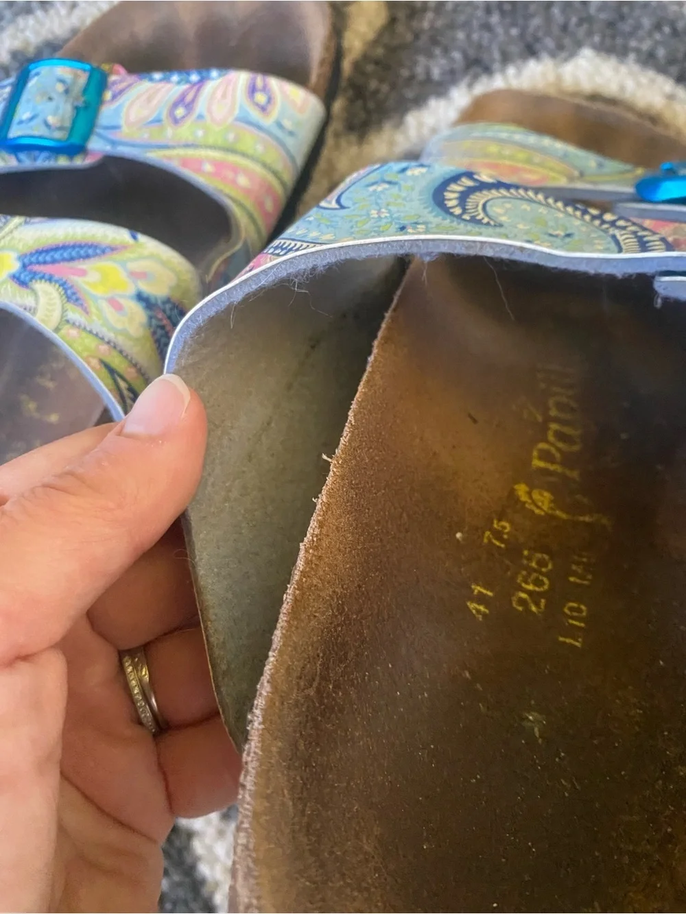 Birkenstock Papillio Arizona Sandals Paisley Blue Pink Size 41 US 8